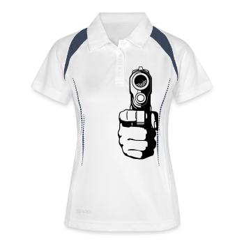 loaded gun - revolver - Frauen Polo atmungsaktiv - Weiß/Navy - Vorne