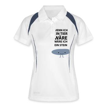 Sei ein Stein! - Frauen Polo atmungsaktiv - Weiß/Navy - Vorne