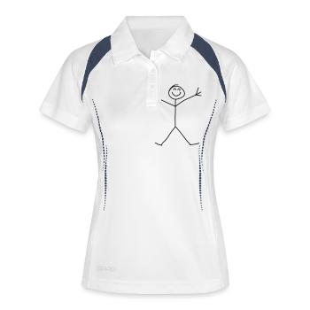 Stick Figure - Frauen Polo atmungsaktiv - Weiß/Navy - Vorne
