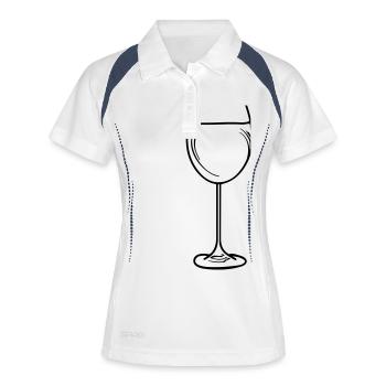 wein glas - Frauen Polo atmungsaktiv - Weiß/Navy - Vorne