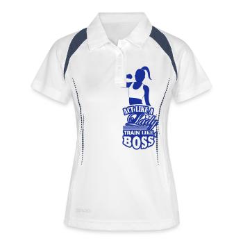 Lady train comme un 002 - Polo respirant Femme - blanc/marine - Devant