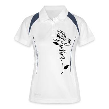 Rose Nom Prénom Nom Fleur - Polo respirant Femme - blanc/marine - Devant