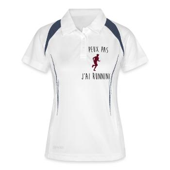 j'peux pas j'ai running - Polo respirant Femme - blanc/marine - Devant