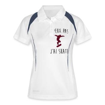j'peux pas j'ai skate - Polo respirant Femme - blanc/marine - Devant