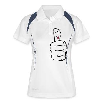 daumen_hoch_zunge_raus - Polo respirant Femme - blanc/marine - Devant
