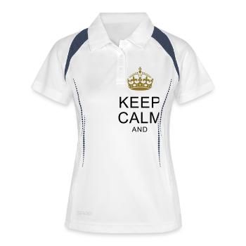 KEEP-CALM-SHIRTS.com ... Dein Text ARIAL - Frauen Polo atmungsaktiv - Weiß/Navy - Vorne