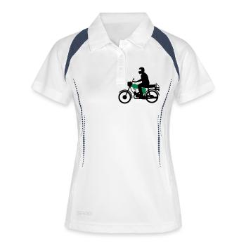 Fahrzeug - Simson S51 - Frauen Polo atmungsaktiv - Weiß/Navy - Vorne