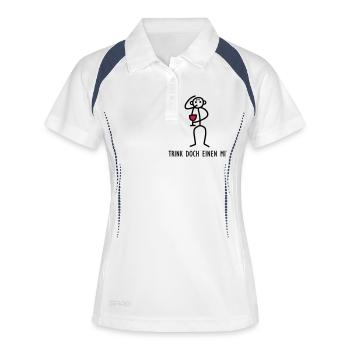 Trink doch einen mit - V2 - Frauen Polo atmungsaktiv - Weiß/Navy - Vorne