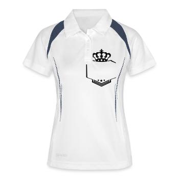 rahmen umrandung text king könig krone wappen logo - Frauen Polo atmungsaktiv - Weiß/Navy - Vorne