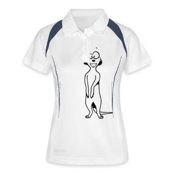 Suricates doux drôle - Polo respirant Femme - blanc/marine - Devant