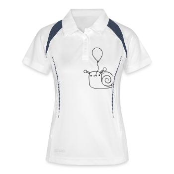 Luftballon Schnecke Niedlich - Frauen Polo atmungsaktiv - Weiß/Navy - Vorne