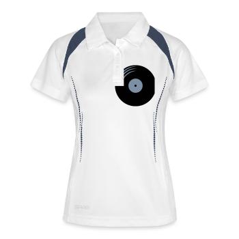 Vinyl record round - Women's Polo breathable - white/navy - Front