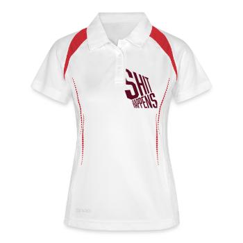 La merde arrive citation malheur - Polo respirant Femme - blanc/marine - Devant