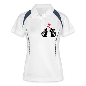 Katzen - Frauen Polo atmungsaktiv - Weiß/Navy - Vorne