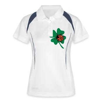 Fers à cheval, la chance, le trèfle, coccinelle - Polo respirant Femme - blanc/marine - Devant