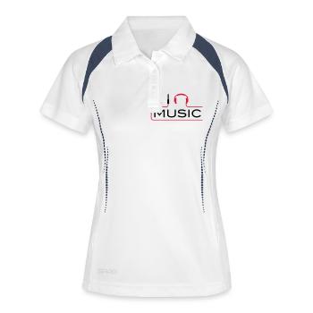 I love Techno Klinke Kopfhörer DJ music sound - Frauen Polo atmungsaktiv - Weiß/Navy - Vorne