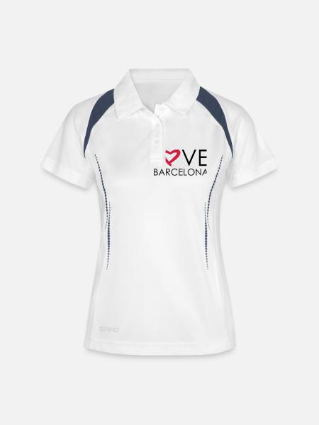 amour barcelona - Polo respirant Femme - blanc/marine