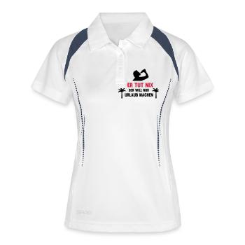 Der tut nix der will nur urlaub machen - Frauen Polo atmungsaktiv - Weiß/Navy - Vorne