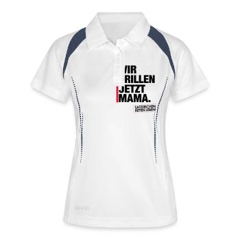 Grillen jetzt Mama. - Frauen Polo atmungsaktiv - Weiß/Navy - Vorne
