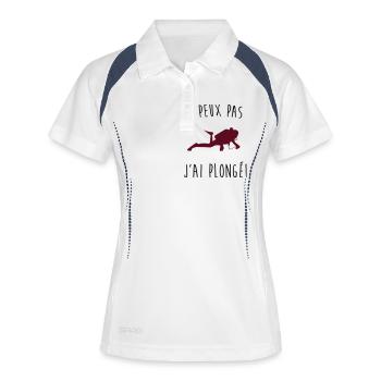 j'peux pas j'ai plongée - Polo respirant Femme - blanc/marine - Devant