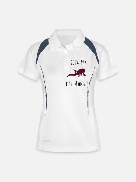 j'peux pas j'ai plongée - Polo respirant Femme - blanc/marine