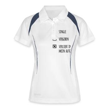 Verliebt in mein Auto (dh - Frauen Polo atmungsaktiv - Weiß/Navy - Vorne