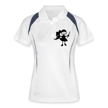 painter_girl - Frauen Polo atmungsaktiv - Weiß/Navy - Vorne