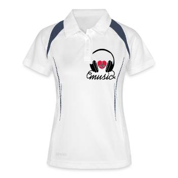 Music Heartbeat - Frauen Polo atmungsaktiv - Weiß/Navy - Vorne