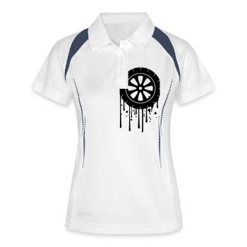 reifen graffiti tropfen mechaniker auto fahren fue - Frauen Polo atmungsaktiv - Weiß/Navy - Vorne
