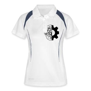 denken gehirn intelligent ingenieur zahnrad mechan - Frauen Polo atmungsaktiv - Weiß/Navy - Vorne