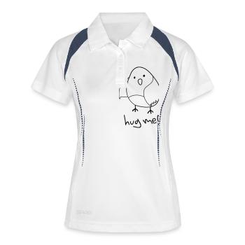 hug me! (Oiseau mignon) - Polo respirant Femme - blanc/marine - Devant