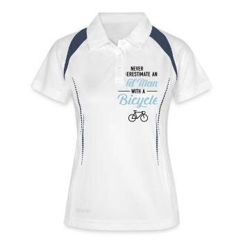 Old Man - Bicycle - Frauen Polo atmungsaktiv - Weiß/Navy - Vorne