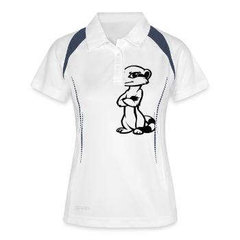 erdmännchen comic - Frauen Polo atmungsaktiv - Weiß/Navy - Vorne