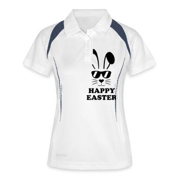 Frohe Ostern - Frauen Polo atmungsaktiv - Weiß/Navy - Vorne