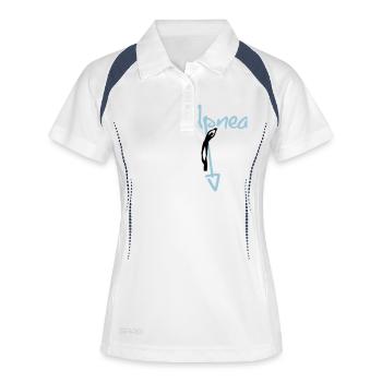 Apnea Script - Frauen Polo atmungsaktiv - Weiß/Navy - Vorne
