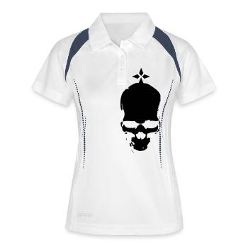 tete mort dead skull hermine crane - Polo respirant Femme - blanc/marine - Devant