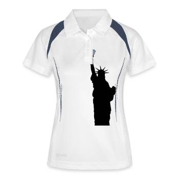 statue de la liberté avec un verre de bière - Polo respirant Femme - blanc/marine - Devant