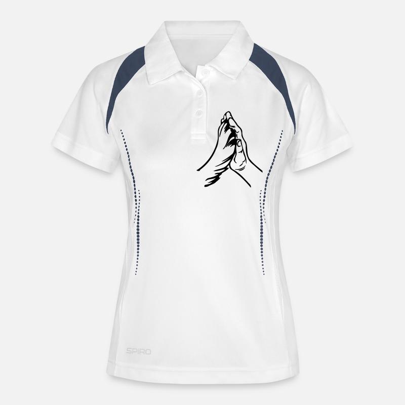 Main et patte - Polo respirant Femme - blanc/marine
