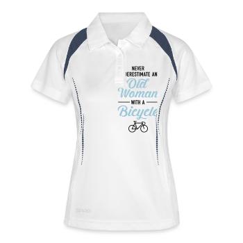 Old Woman - Bicycle - Frauen Polo atmungsaktiv - Weiß/Navy - Vorne
