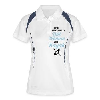 Never Underestimate An Old Woman With A Kayak - Polo respirant Femme - blanc/marine - Devant