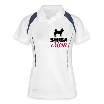 Shiba Inu - Polo respirant Femme - blanc/marine - Devant