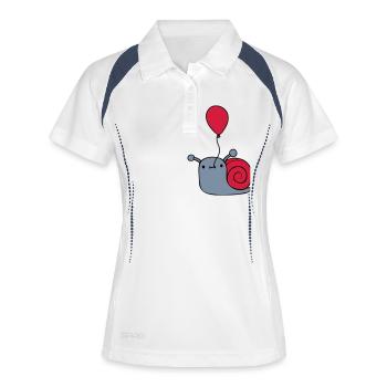 Niedliche Luftballon Schnecke - Frauen Polo atmungsaktiv - Weiß/Navy - Vorne