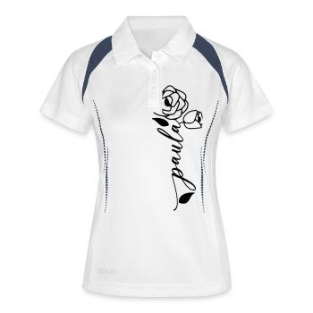 Paula Name Vorname Namensblume - Frauen Polo atmungsaktiv - Weiß/Navy - Vorne