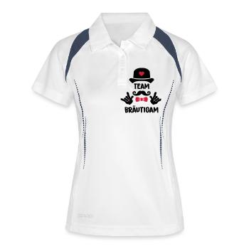 Team Bräutigam - Frauen Polo atmungsaktiv - Weiß/Navy - Vorne