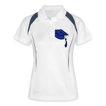 le collège, graduation, chapeau, forme, uni+, - Polo respirant Femme - blanc/marine - Devant