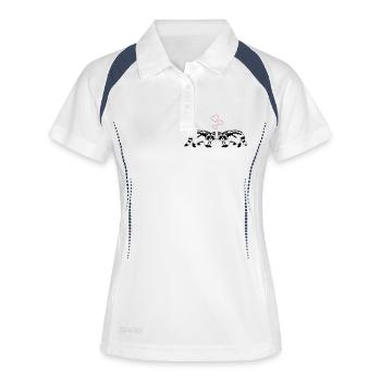 waschbären verliebt - Frauen Polo atmungsaktiv - Weiß/Navy - Vorne
