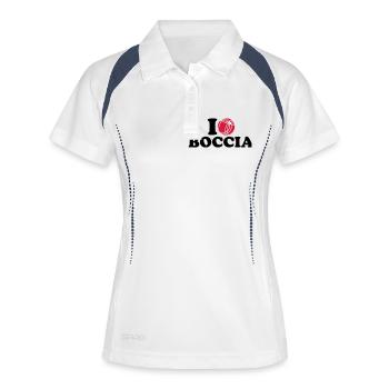 I love Boccia - Frauen Polo atmungsaktiv - Weiß/Navy - Vorne