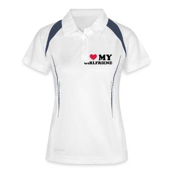 I Love My Girlfriend - Frauen Polo atmungsaktiv - Weiß/Navy - Vorne