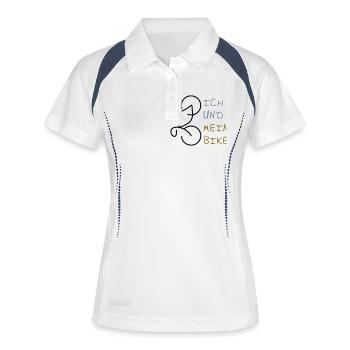 ICH UND MEIN BIKE - Frauen Polo atmungsaktiv - Weiß/Navy - Vorne