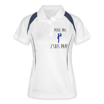 j'peux pas j'suis papa, je peux pas je suis papa - Polo respirant Femme - blanc/marine - Devant